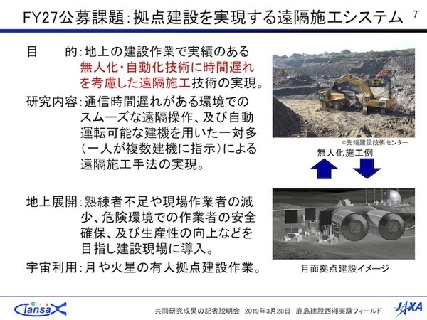 JAXAと鹿島、自動化建機による月面拠点の建設を想定したデモを公開　次世代の土木施工を目指して培った技術を宇宙へ