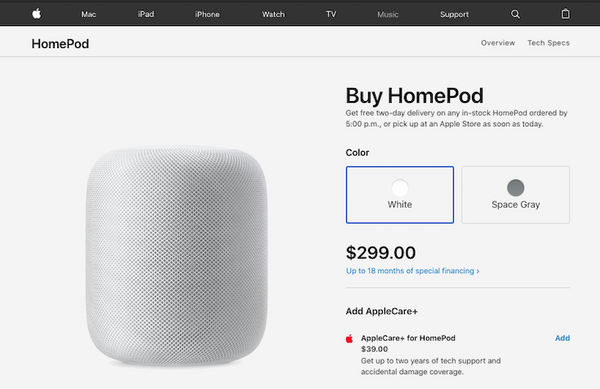 AppleがHomePodの販売価格を値下げへ。米国では50ドル引きの299ドルへ
