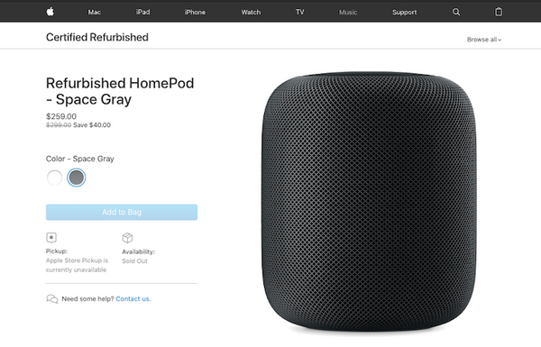 AppleがHomePodの販売価格を値下げへ。米国では50ドル引きの299ドルへ