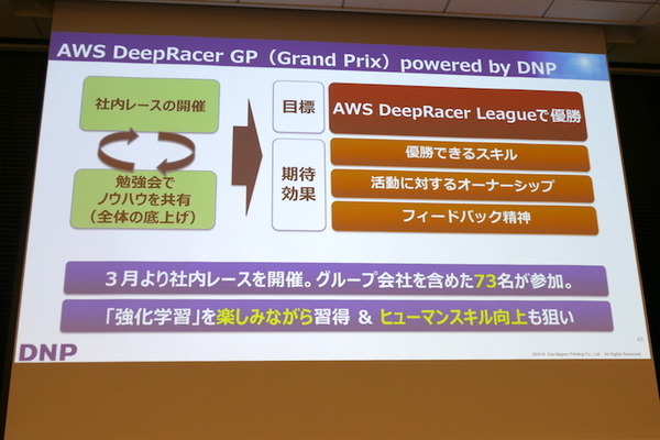 AWS、自律レーシングカーで強化学習を学ぶ「AWS DeepRacer」実機を日本初お披露目　大日本印刷が採用、社内レースを定期実施