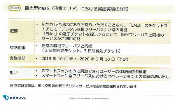 MaaSとはなにか? 小田急が観光型、郊外型、飲食サブスク型MaaS構想を発表、スマホ用アプリ「EMot」(エモット)を10月末リリース