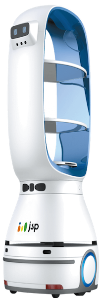 テーブルに料理を運び、空いた食器類も下膳するフロアーロボット「PEANUT」をデモ展示　日本システムプロジェクト