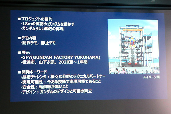 【速報】動く実物大ガンダムの仕様がわかった　立像で体重25トン、外装はカーボン、なんと24自由度、施設はドックとタワーで構成
