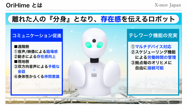 分身ロボット「OriHime」でテレワーク　助成金活用でおトクにオリヒメを利用できるキャンペーンをX-mov Japanが実施