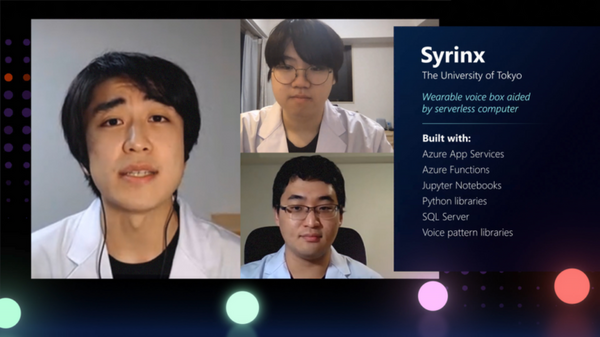 声を失った人にAI技術で自身の声を再び届けたい、Microsoft主催「Imagine Cup 世界大会」で東大チームが電気式人工喉頭で準優勝