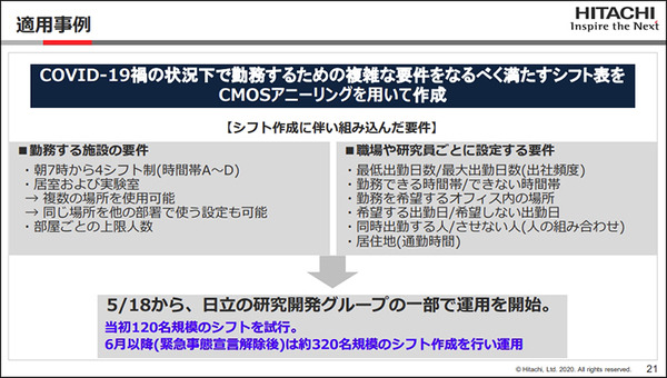 日立の次世代技術「CMOSアニーリング」実用化へ(2) 3年かかる計算をわずか1週間で！「勤務シフト作成」では余剰を8割も削減、100倍高速【事例編】