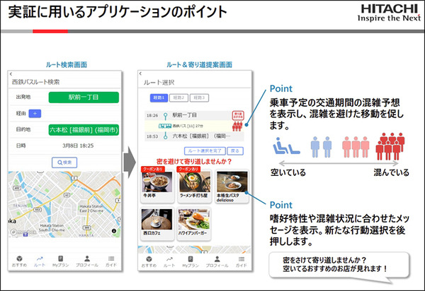 日立と西鉄が共同でMaaSの実証実験　バス混雑時に寄り道を紹介　日立の「ナッジ応用技術」を活用して行動変容を促す