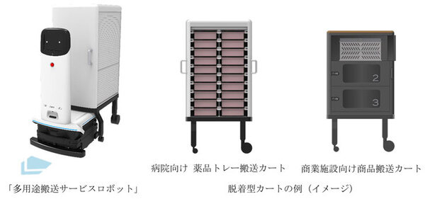 三菱電機「多用途搬送ロボットシステム」とパナソニック「追従型モビリティ」を藤田医科大学病院で実証実験　あいちロボットショーケース