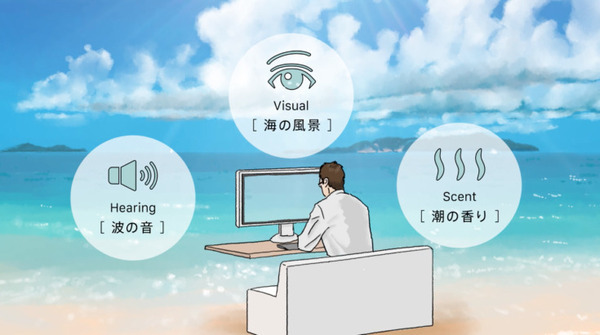 森林、カフェの映像に合わせてアロマシューターが連動　より没入感のある空間を演出する「IoA Work for Senses」凸版印刷が発表