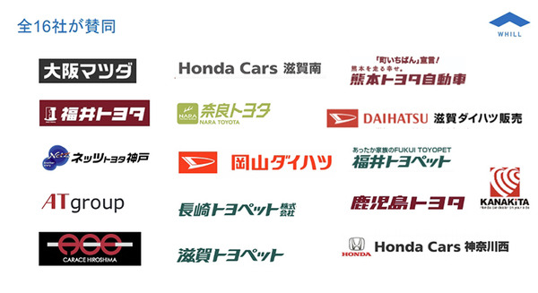 WHILLと全国カーディーラー16社が連携(ダイハツ/トヨタ/マツダ/ホンダ)　近距離モビリティを提案して免許返納を応援　SDGsの推進へ