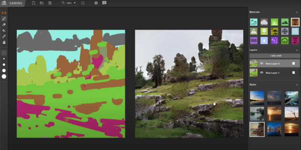 スケッチを瞬時に絶景画像に変換する「NVIDIA Canvas」AIで美しくリアルなアート作品の制作を支援