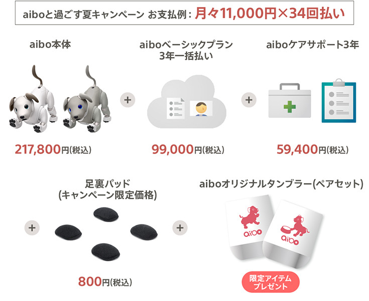 ソニー「aiboと過ごす夏キャンペーン」スタート　aiboオリジナルタンブラーをペアでプレゼント