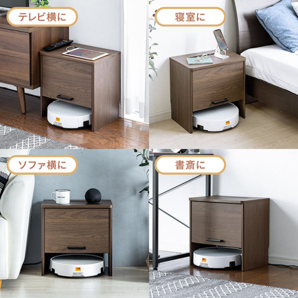 ロボット掃除機やケーブル、Wi-Fiルーターを綺麗に収納する「収納木製ボックス」サンワサプライが発売