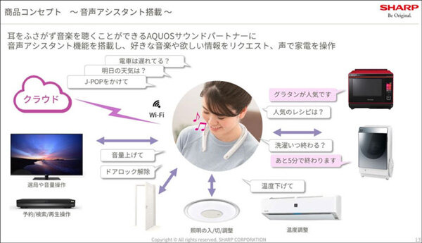シャープが首掛けタイプのAIネックスピーカー「AQUOS サウンドパートナーAN-SC1」を発表　Alexa対応、テレワークや家事に