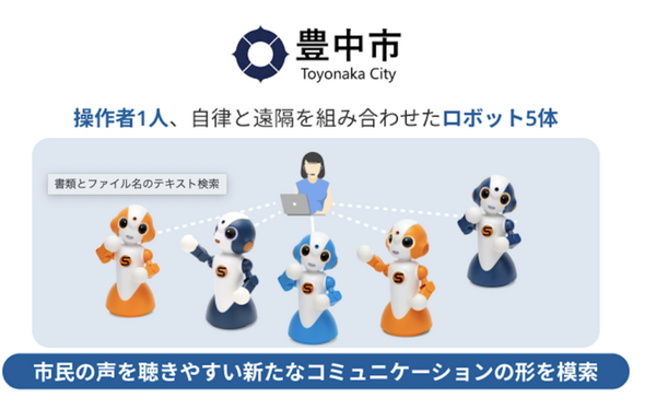 大阪大学とCA、自律制御と遠隔操作を組み合わせて一人で5体のロボットを活用　役所・空港・商業施設で調査へ