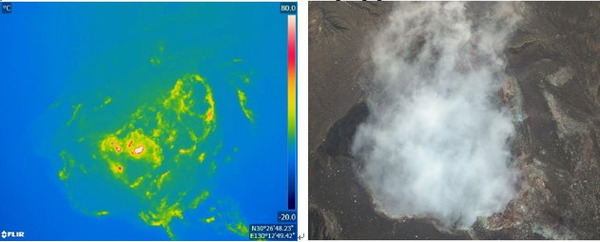 ドローンを活用して活火山の火口周辺を調査  可視カメラと熱赤外カメラの同時搭載で効率的にデータ取得 国内4か所で実施