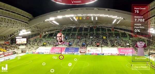 楽天モバイルとヴィッセル神戸、5Gミリ波とVPSで試合情報や選手達をAR表示、AR広告と決済の実証実験にも成功