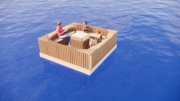 3m四方の床が海や運河・河川を自動で移動 都市型自動運転船「海床ロボット」の実証実験 大阪城で実施