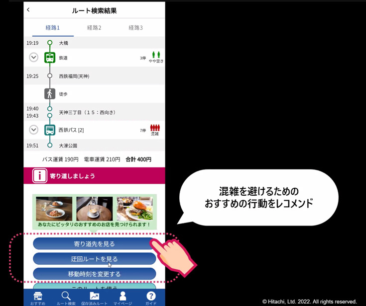 日立と西鉄「混雑を避けた移動と地域経済の活性化を促すMaaS実証実験」を拡大　ナッジ技術活用、鉄道も加え店舗数は3千超へ