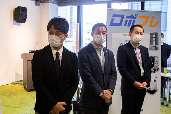 経産省と三菱地所 ロボットとエレベータが連携した「ロボットフレンドリー」な街づくりを本格化　NECやパナソニックのロボットでデモ公開