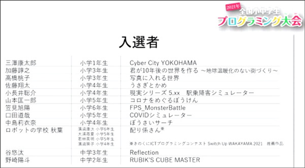 「第6回 全国小中学生プログラミング大会」優勝はUnityで開発した3D FPSゲーム、最年少は小学1年生、AI/AR/SDGs関連作品も登場