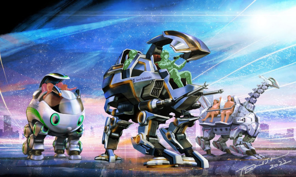 まるでSF映画！世界初の4人乗り巨大4足歩行型ライドのプロトタイプ発表、動画も公開　アスラテック「V-Sido」で制御　三精テクノロジーズ