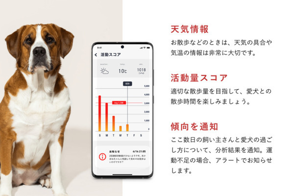 愛犬のこころとからだを見守る首輪型スマートデバイス『イヌパシー・カラー』登場　愛犬の心拍やストレスをスマホで確認