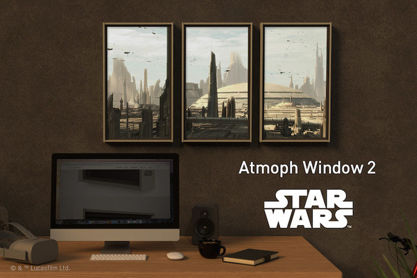 「Atmoph Window 2|Star Wars」第四弾はスター・ウォーズ エピソード2より「コルサント」の風景　摩天楼やスピーダーを再現