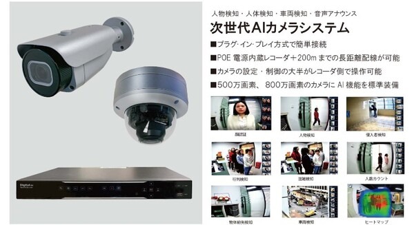 テスコムジャパン、カメラが物体を自動認識して音声メッセージで知らせる「AI機能搭載監視カメラシステム」を新開発