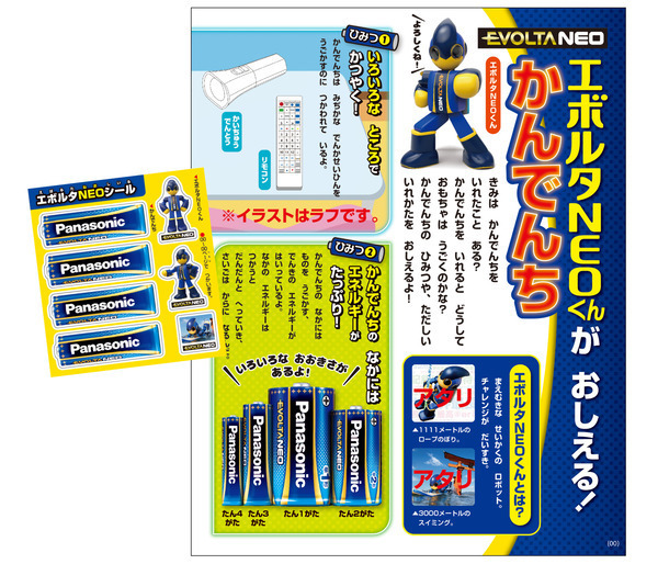 小型実証ロボット「エボルタNEOくん」が学習雑誌の付録や特集に3ヶ月連続で登場！ライトやすごろく、防災ハンドブックやシールなど