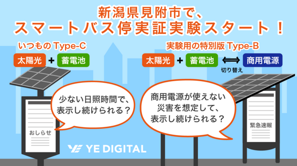 『太陽光発電設備＋蓄電池』で災害に強いスマートバス停を実現できるか 新潟県見附駅前・見附高校前で実証実験