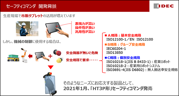 協働ロボットを含む産業用ロボットで安全機器付きタブレットへの置き換え進む　引き合いが急増するIDEC「セーフティコマンダ」の特長と利点