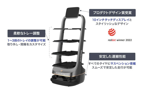 スタイリッシュなデザインの配膳・運搬ロボット「Delivery X1 アイリスエディション」販売開始　最大4段のトレーで大容量運搬に対応