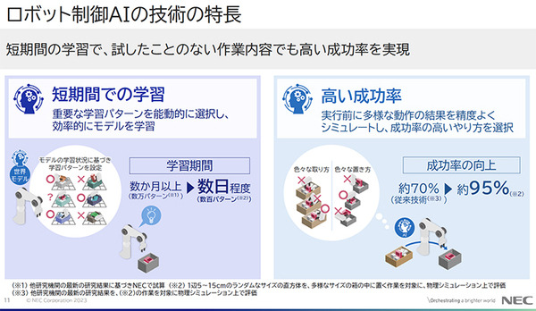 【速報】NECが物流DXを加速する3つの新技術を公開！世界モデル搭載「ロボット制御AI」技術の特徴とメリット