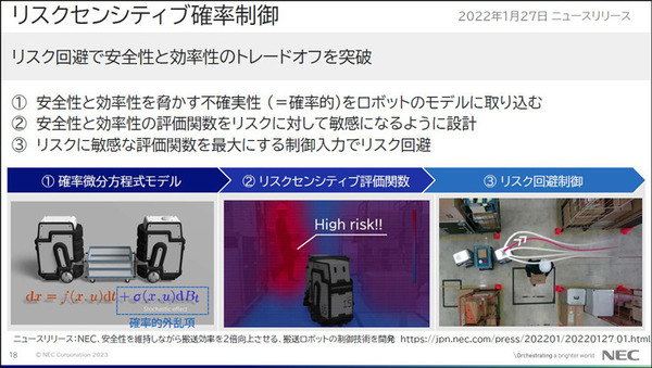 物流DXを加速するNECの最新技術　安全と効率を両立させる自動搬送ロボット制御／大量のAIカメラ映像をエッジとクラウドで分散処理