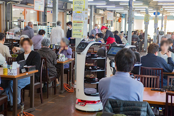 ネコ型配膳ロボット10台が同時フル稼働！ロボット向けに店内を改修した食事処「漁師料理 かなや」での稼働公開　DFA Robotics