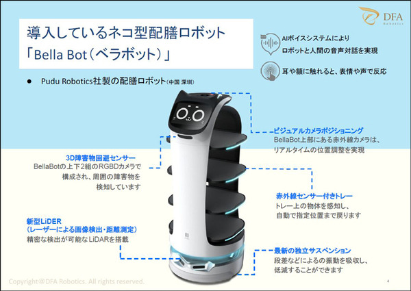 ネコ型配膳ロボット10台が同時フル稼働！ロボット向けに店内を改修した食事処「漁師料理 かなや」での稼働公開　DFA Robotics
