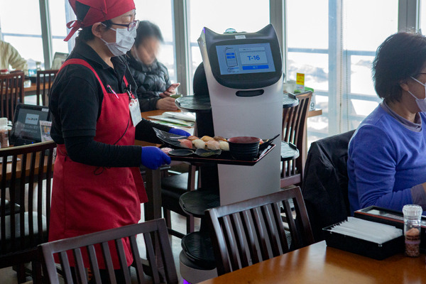 ネコ型配膳ロボット10台が同時フル稼働！ロボット向けに店内を改修した食事処「漁師料理 かなや」での稼働公開　DFA Robotics