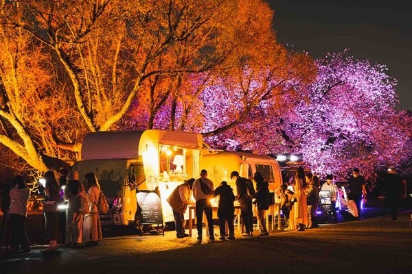 トヨタの給電車が新宿御苑の夜桜を彩る！「桜×動く電源」でお花見体験をアップデート『NAKED桜の新宿御苑2023』に協力 4/23まで