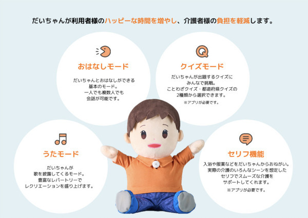 認知症対策コミュニケーションロボット「だいちゃん」を販売開始　介護に役立つ複数モードや集中度を判断する特許取得技術を搭載