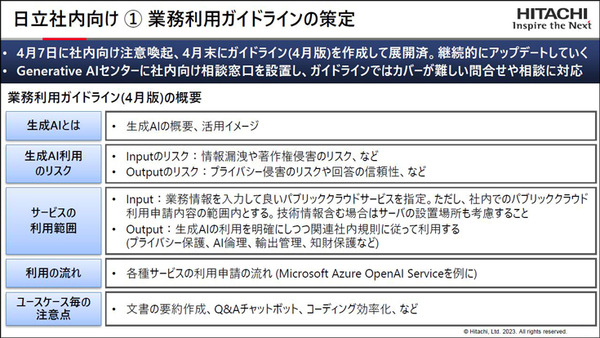 日立が「ジェネレーティブAIセンター」創設 「ChatGPT」など生成系AIを社内外で積極的に利活用　独自AIと組合せてソリューション提供へ