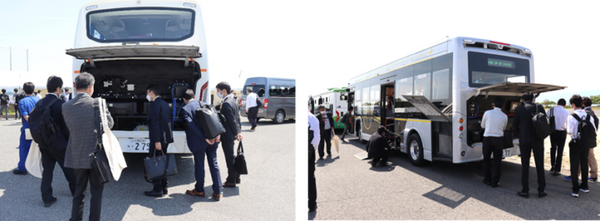 観光バスも電動仕様に　EVモーターズ・ジャパンが関西エリアでEV観光バスを初披露　運転士19名が試運転、乗客300名が試乗体験