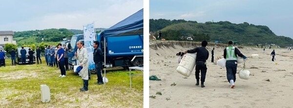 専用ドローンが海洋ゴミを輸送「海洋ごみ回収困難地でのドローン活用」実証実験　海と日本プロジェクト、鳥取県湯梨浜町で