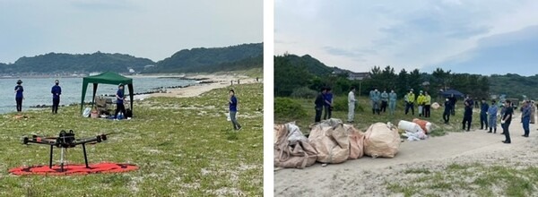 専用ドローンが海洋ゴミを輸送「海洋ごみ回収困難地でのドローン活用」実証実験　海と日本プロジェクト、鳥取県湯梨浜町で