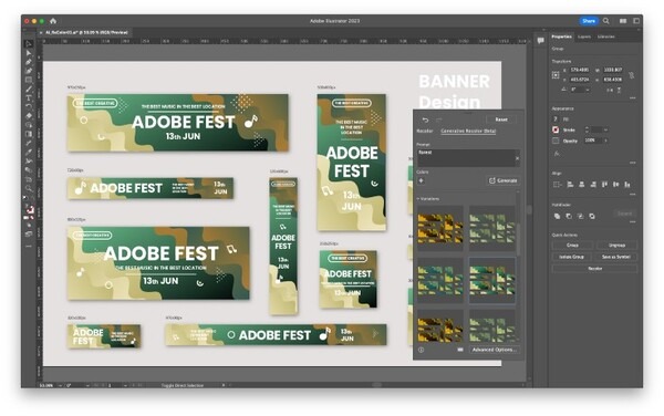 「Adobe Illustrator」にジェネレーティブAI「Adobe Firefly」の Generative Recolor を初搭載　イメージを言葉にしてベクターアートを生成