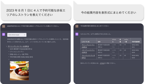 PayPayグルメがChatGPTプラグインを提供開始「4人で予約可能な赤坂の焼肉屋さんは?」会話形式で自分にあった飲食店が探せるように