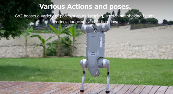 運動性能抜群の家庭用ロボット犬「Unitree Go2」の動画が面白い　ChatGPTやLIDAR搭載　握手、片脚ダンス、後追い、バク宙など披露