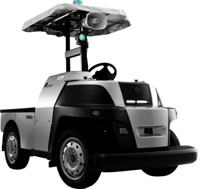 「2023国際ロボット展」ヤマハ発動機ブースに自動搬送車両「eve auto」を出展　自動運転対応、工場や物流施設の屋外搬送の自動化を工事なしで実現