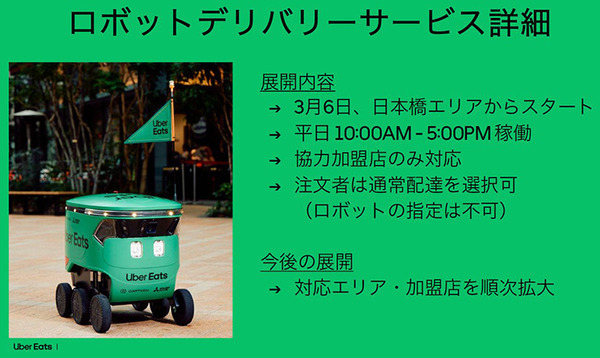 【速報】Uber Eatsが自動運転デリバリーロボットを導入！東京都内で料理の配達を6日から開始、実演走行を公開