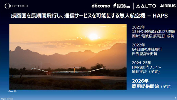 ドコモとSpace Compass　空飛ぶ通信基地局「HAPS」のAALTO/エアバスに最大1億ドル出資　2026年の商用化をめざす